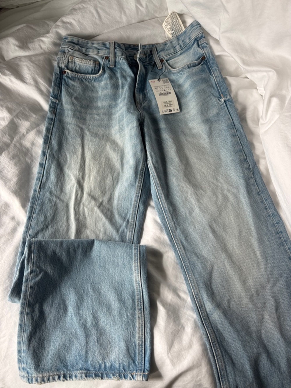 Zara Light Blue Wide Leg Jeans